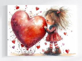 Canvas Vászonkép Gyerek Lány Szív Szerelem Barátság 80x60