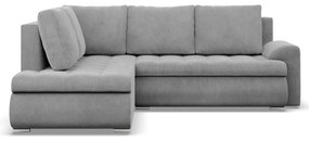Tokio sarokkanapé, L alakú háttámlával, 2 ágyneműtartóval, kordbársony, baloldali, szürke