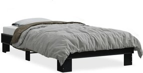 vidaXL fekete szerelt fa és fém ágykeret 90 x 200 cm