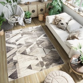PETRA Modern dizájnos barna szőnyeg geometrikus mintával Szélesség: 120 cm | Hossz: 170 cm