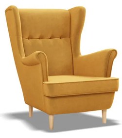 Uszak Mini fotel, bársony, sárga