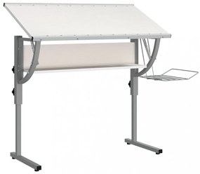 fehér-szürke szerelt fa és acél íróasztal 110 x 53 x (58-87) cm