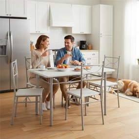 PAUL étkezőgarnitúra, 5 részes, bársony fehér Jurhan