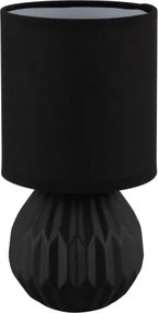 Globo 21730S Asztali lámpa, kerámia fekete, textil fekete, kábel PVC fekete, billenőkapcsoló a kábelen, ø: 120mm, M: 230mm, kábel hossza 1300mm, 1x E14 40W 230V izzó nélkül