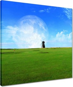 Vászonkép 40x40 Golfpálya szélmalommal