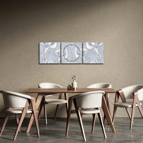 Kép - gyöngy virágok (órával) (90x30 cm)