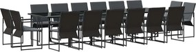 vidaXL Kert étkező szett 17 pcs Fekete Acél