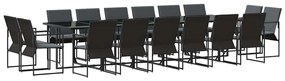 vidaXL Kert étkező szett 17 pcs Fekete Acél