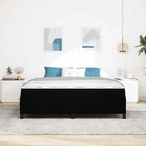 Boxrugós ágy Fekete és fekete 180 x 200 cm Textil és mérnöki fa
