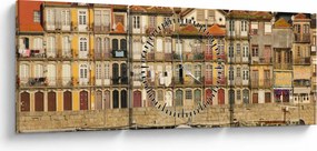 Kép - Vízparti negyed, Portugália (órával) (90x30 cm)
