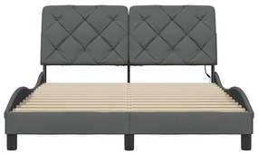 sötétszürke szövet ágykeret LED-ekkel matrac nélkül 140 x 190cm