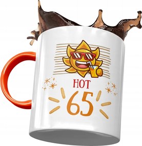 Narancssárga bögre Születésnapra 65 65-es 65-ös, fényképes nyomattal