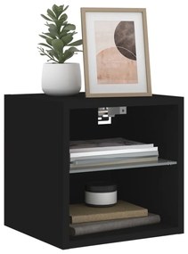 2 db fekete fali TV-szekrény LED-világítással 30 x 28,5 x 30 cm