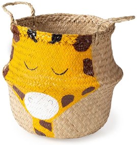Sárga-natúr színű tengerifű játéktároló kosár ø 30x28 cm Giraffe – Compactor
