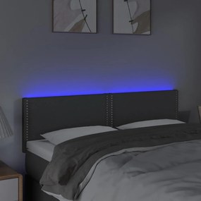 sötétszürke szövet LED-es fejtámla 144x5x78/88 cm