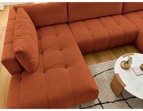 Téglavörös kinyitható-tárolóhelyes sarokkanapé (bal oldali-U alakú) Fuji – Bobochic Paris