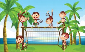 Flizelin fotótapéta Majmok Strand Foci gyerekeknek 300x210 +ragasztó