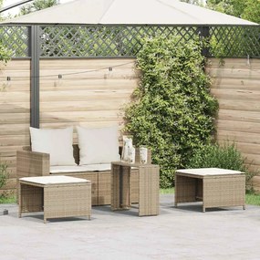 5 részes polyrattan kerti kanapé garnitúra párnákkal stackable