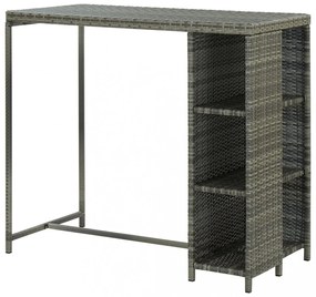 szürke polyrattan bárasztal tárolópolccal 120 x 60 x 110 cm