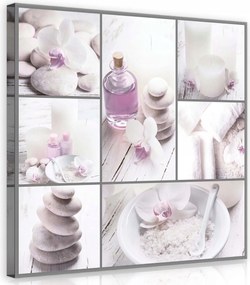 Vászonkép 80x80 Spa relaxáció orchideák kövek gyertyák masszázs nyugalom