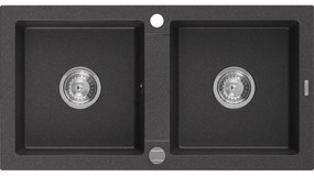 Mexen Mario - gránit mosogató 82,0x43,6 cm, 2 kamrás, fekete foltos, 6504822000-76