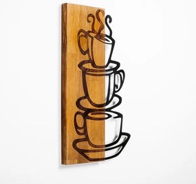 Fali dekoráció 58x34 cm fa/fém csészékkel