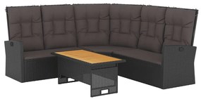 2 részes fekete polyrattan kerti ülőgarnitúra párnákkal