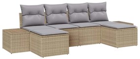 Kerti Kanapé Szett 6 pcs bézs és világosszürke 184 x 62 x 85 cm