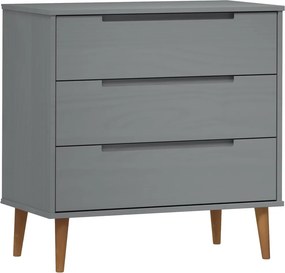 vidaXL MOLDE szürke tömör fenyőfa fiókos szekrény 80 x 40 x 80 cm