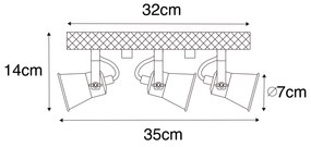Rusztikus spotlámpa fekete fával 3-lámpás állítható - Jelle