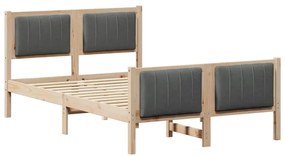 Ágykeret barna és sötétszürke 120 x 190 cm Tömör fenyőfa