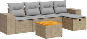 vidaXL 6 részes bézs polyrattan kerti ülőgarnitúra párnával