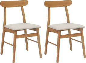 vidaXL Étkezőszék 2 pcs Természetes és világos Tömör Gumi Fa