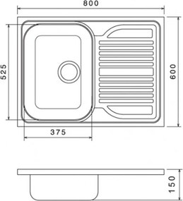 Teletetős rozsdamentes mosogató tálca 60x80 cm