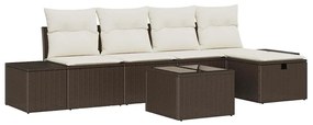 vidaXL Kerti Kanapé Szett párnával 6 pcs Barna polirattan