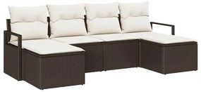 vidaXL Kanapé Szett 6 pcs Barna polirattan
