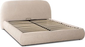 Ágy 160x200 cm méretben, ágyneműtartóval, bézs színben, bouclé kárpittal ROSSO