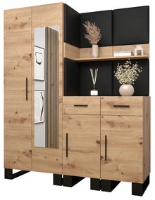 Előszobabútor Amanda 15 (artisan tölgy + fekete öko-bőr). 1085991