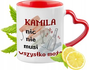 Kamilla Piros Bögre Szív Alakú Füllel Ajándék