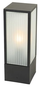 Kültéri állólámpa fekete bordázott üveggel 40 cm IP44 - Charlois