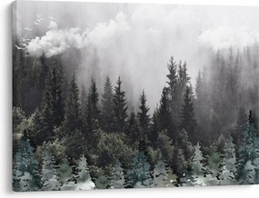 Kép - Erdő illusztrált elemekkel (70x50 cm)