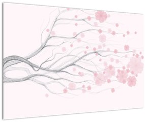 Kép - rózsaszín virágok (90x60 cm)