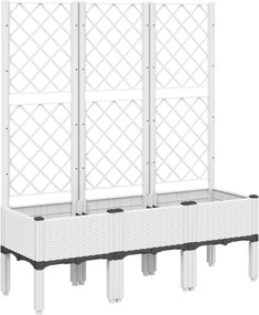vidaXL fehér polipropilén rácsos kerti ültetőláda 120 x 40 x 142 cm