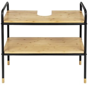 Fekete-natúr színű bambusz mosdó alatti szekrény 70x60 cm Loft – Wenko