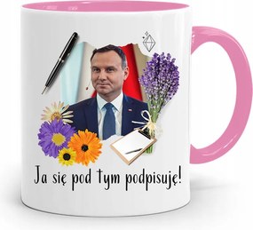 Andrzej Duda Pis Rózsaszín Elnöki Bögre fényképes nyomattal