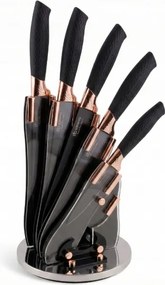 Konyhai késkészlet blokkban 6el Fekete Rózsaszín Arany Éles Modern