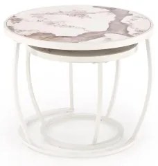 AURORO 2 db-os dohányzóasztal szett, bézs/fehér