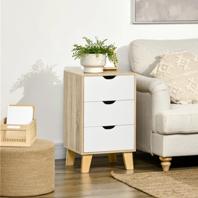 HOMCOM 3-Fiókos Éjjeliszekrény Emelt Alapú Ruhásszekrény a Hálószobába, Nappaliba vagy Előszobába Modern Stílusban, Billenésgátlóval, 40x35x68.5 cm, T