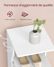 Keskeny cipőtartó, 9 szintes, 30 x 26,4 x 147 cm, matt fehér