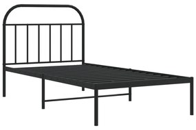 fekete fém ágykeret fejtámlával 100 x 200 cm